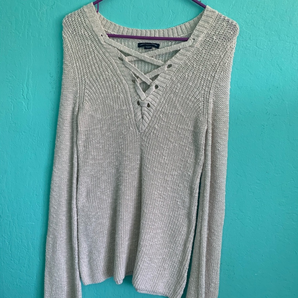 American eagle, knit, tan, long sweater
